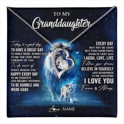 Forever Love Necklace 14K White Gold Finish | 1 | Personalized To My Granddaughter Lion Necklace From Grandpa Today Is A Good Day Granddaughter Gifts Birthday Christmas Customized Gift Box Message Card | teecentury