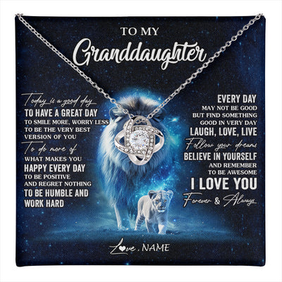 Love Knot Necklace 14K White Gold Finish | 1 | Personalized To My Granddaughter Lion Necklace From Grandpa Today Is A Good Day Granddaughter Gifts Birthday Christmas Customized Gift Box Message Card | teecentury