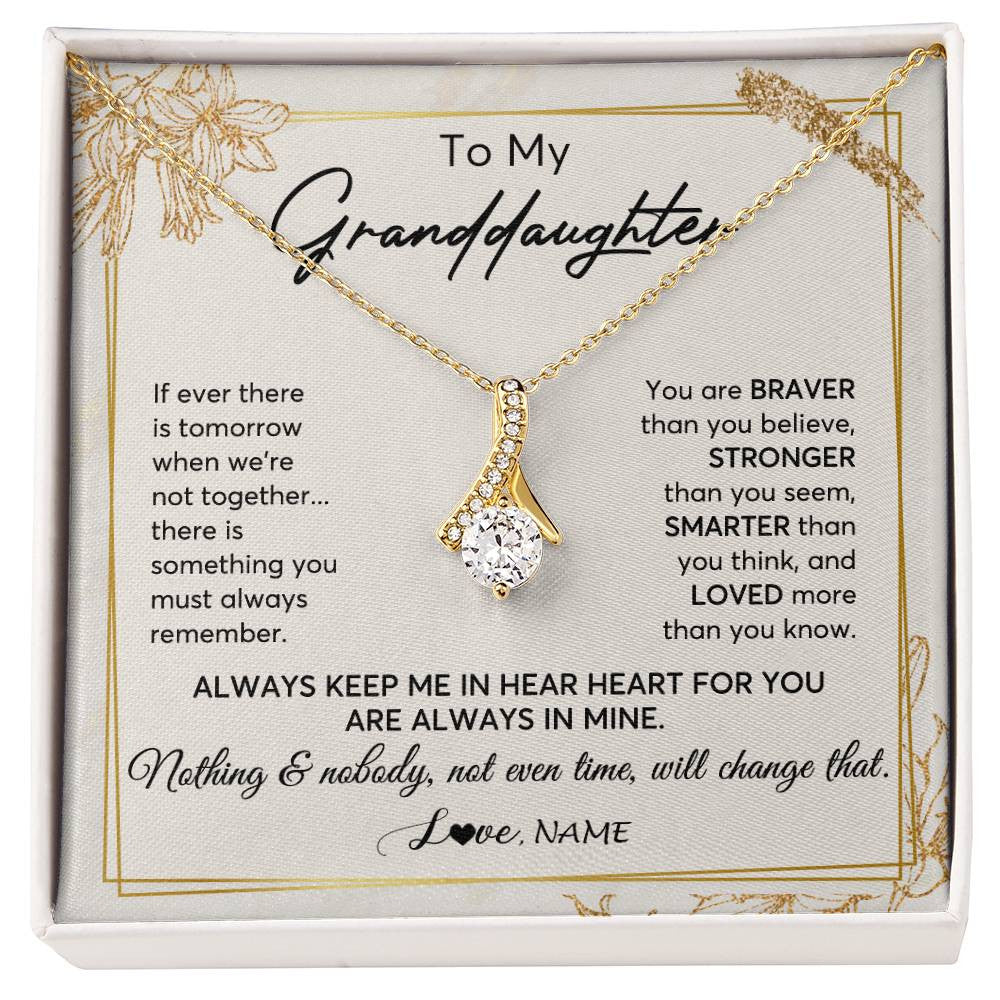 Alluring Beauty Necklace 18K Yellow Gold Finish | 1 | Personalized To My Granddaughter Necklace From Grandma Always Keep Me In Your Heart Granddaughter Birthday Graduation Christmas Customized Gift Box Message Card | teecentury