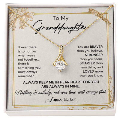 Alluring Beauty Necklace 18K Yellow Gold Finish | 1 | Personalized To My Granddaughter Necklace From Grandma Always Keep Me In Your Heart Granddaughter Birthday Graduation Christmas Customized Gift Box Message Card | teecentury