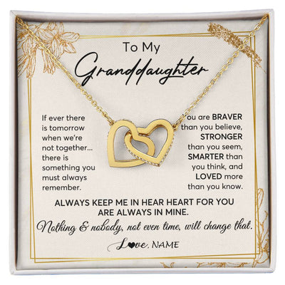 Interlocking Hearts Necklace 18K Yellow Gold Finish | 1 | Personalized To My Granddaughter Necklace From Grandma Always Keep Me In Your Heart Granddaughter Birthday Graduation Christmas Customized Gift Box Message Card | teecentury