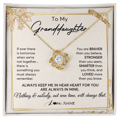 Love Knot Necklace 18K Yellow Gold Finish | 1 | Personalized To My Granddaughter Necklace From Grandma Always Keep Me In Your Heart Granddaughter Birthday Graduation Christmas Customized Gift Box Message Card | teecentury