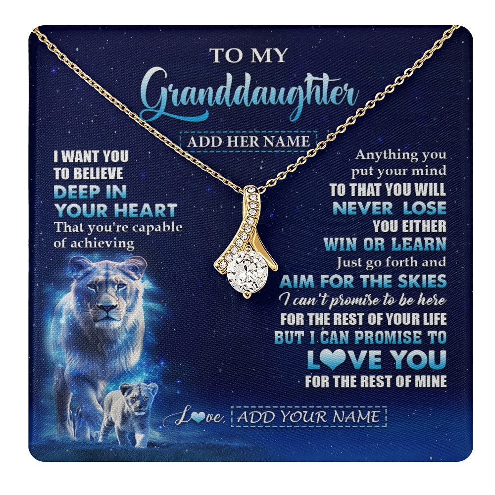Alluring Beauty Necklace 18K Yellow Gold Finish | 1 | Personalized To My Granddaughter Necklace From Grandma Believe Your Heart Granddaughter Gift Birthday Graduation Christmas Customized Gift Box Message Card | teecentury.myshopify