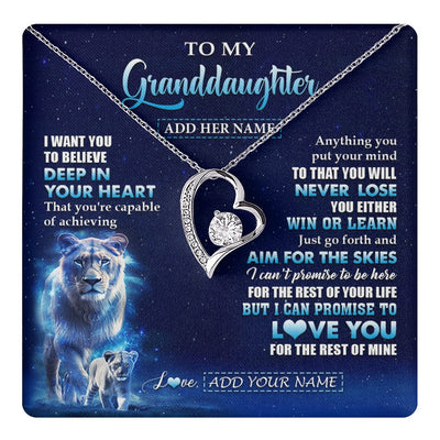 Forever Love Necklace 14K White Gold Finish | 1 | Personalized To My Granddaughter Necklace From Grandma Believe Your Heart Granddaughter Gift Birthday Graduation Christmas Customized Gift Box Message Card | teecentury.myshopify