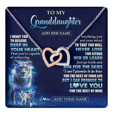 Interlocking Hearts Necklace Stainless Steel & Rose Gold Finish | 1 | Personalized To My Granddaughter Necklace From Grandma Believe Your Heart Granddaughter Gift Birthday Graduation Christmas Customized Gift Box Message Card | teecentury.myshopify