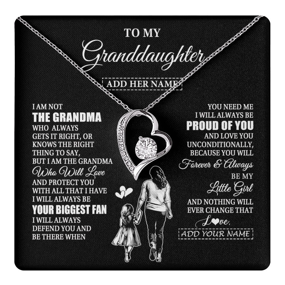 Forever Love Necklace 14K White Gold Finish | 1 | Personalized To My Granddaughter Necklace From Grandma Biggest Fan Birthday Gifts For Granddaughter From Grandparents Christmas Custom Gift Box Message Card | teecentury.myshopify