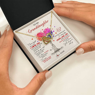 Interlocking Hearts Necklace 18K Yellow Gold Finish | 2 | Personalized To My Granddaughter Necklace From Grandma Colorful Tree Never Forget I Love You Granddaughter Birthday Christmas Customized Gift Box Message Card | teecentury