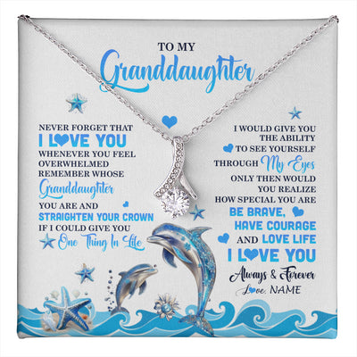 Alluring Beauty Necklace 14K White Gold Finish | 1 | Personalized To My Granddaughter Necklace From Grandma Dophin Never Forget I Love You Granddaughter Birthday Gifts Christmas Customized Gift Box Message Card | teecentury