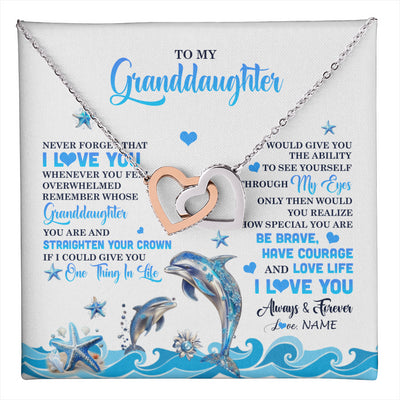 Interlocking Hearts Necklace Stainless Steel & Rose Gold Finish | 1 | Personalized To My Granddaughter Necklace From Grandma Dophin Never Forget I Love You Granddaughter Birthday Gifts Christmas Customized Gift Box Message Card | teecentury