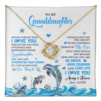 Love Knot Necklace 18K Yellow Gold Finish | 1 | Personalized To My Granddaughter Necklace From Grandma Dophin Never Forget I Love You Granddaughter Birthday Gifts Christmas Customized Gift Box Message Card | teecentury