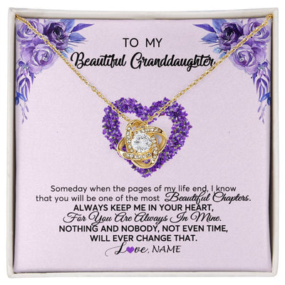 Love Knot Necklace 18K Yellow Gold Finish | Personalized To My Granddaughter Necklace From Grandma Flower Always Keep Me In Your Heart Granddaughter Birthday Customized Gift Box Message Card | teecentury