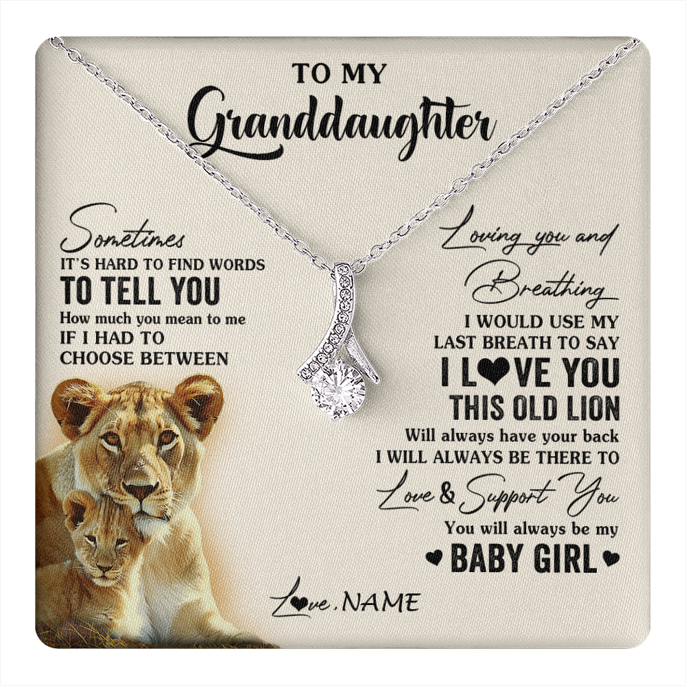Alluring Beauty Necklace 14K White Gold Finish | 1 | Personalized To My Granddaughter Necklace From Grandma Gigi I Love You This Old Lion Granddaughter Birthday Christmas Customized Gift Box Message Card | teecentury