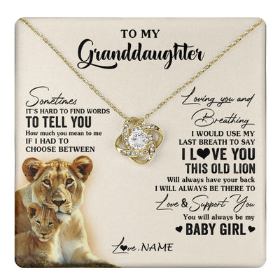 Love Knot Necklace 18K Yellow Gold Finish | 1 | Personalized To My Granddaughter Necklace From Grandma Gigi I Love You This Old Lion Granddaughter Birthday Christmas Customized Gift Box Message Card | teecentury