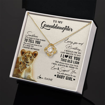Love Knot Necklace 18K Yellow Gold Finish | 2 | Personalized To My Granddaughter Necklace From Grandma Gigi I Love You This Old Lion Granddaughter Birthday Christmas Customized Gift Box Message Card | teecentury