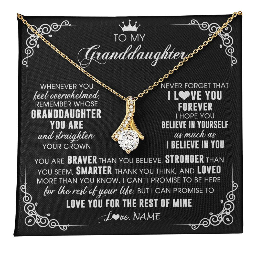 Alluring Beauty Necklace 18K Yellow Gold Finish | 1 | Personalized To My Granddaughter Necklace From Grandma Gigi Inspirational Strength Granddaughter Birthday Jewelry Christmas Customized Gift Box Message Card | teecentury