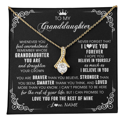 Alluring Beauty Necklace 18K Yellow Gold Finish | 1 | Personalized To My Granddaughter Necklace From Grandma Gigi Inspirational Strength Granddaughter Birthday Jewelry Christmas Customized Gift Box Message Card | teecentury