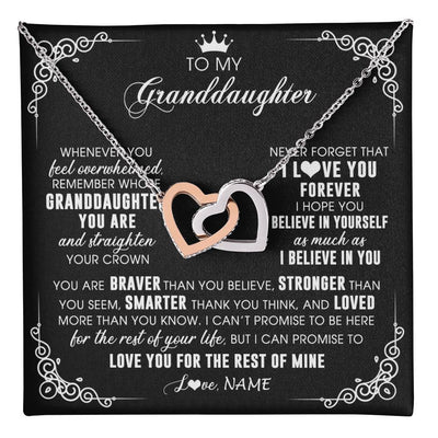 Interlocking Hearts Necklace Stainless Steel & Rose Gold Finish | 1 | Personalized To My Granddaughter Necklace From Grandma Gigi Inspirational Strength Granddaughter Birthday Jewelry Christmas Customized Gift Box Message Card | teecentury