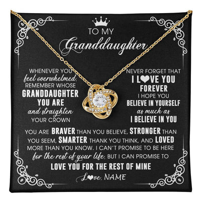 Love Knot Necklace 18K Yellow Gold Finish | 1 | Personalized To My Granddaughter Necklace From Grandma Gigi Inspirational Strength Granddaughter Birthday Jewelry Christmas Customized Gift Box Message Card | teecentury