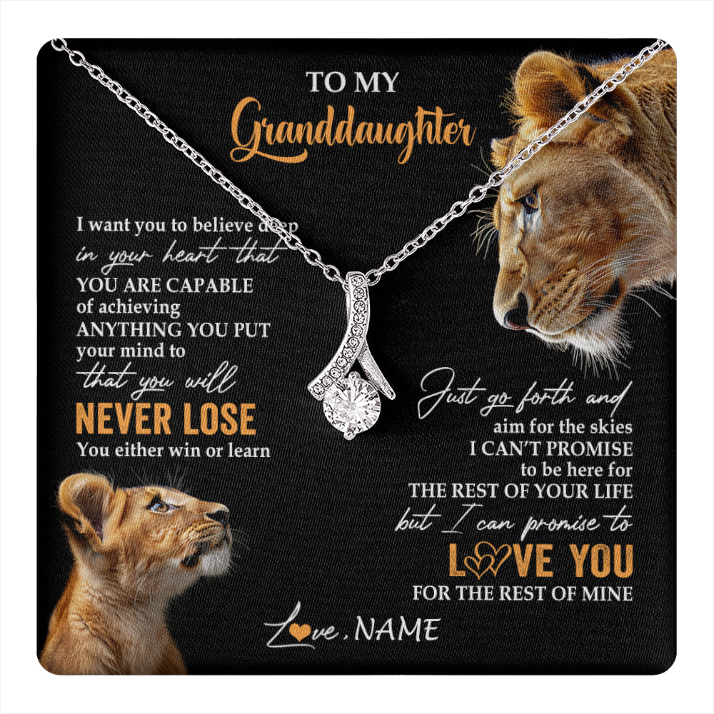 Alluring Beauty Necklace 14K White Gold Finish | 1 | Personalized To My Granddaughter Necklace From Grandma Gigi You Will Never Lose Lion Granddaughter Birthday Gifts Christmas Customized Gift Box Message Card | teecentury