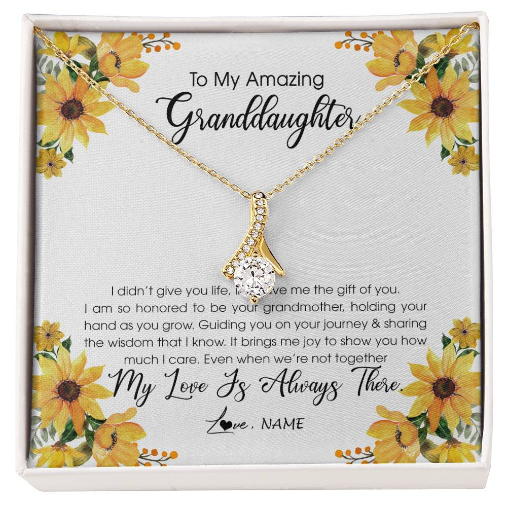 Alluring Beauty Necklace 18K Yellow Gold Finish | Personalized To My Granddaughter Necklace From Grandma Grandmother My Love Is Always There Granddaughter Birthday Christmas Customized Gift Box Message Card | teecentury