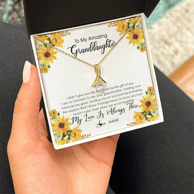 Alluring Beauty Necklace 18K Yellow Gold Finish | Personalized To My Granddaughter Necklace From Grandma Grandmother My Love Is Always There Granddaughter Birthday Christmas Customized Gift Box Message Card | teecentury