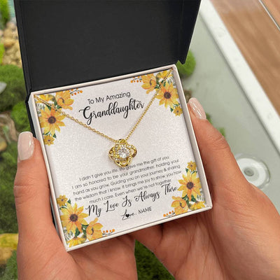 Love Knot Necklace 18K Yellow Gold Finish | Personalized To My Granddaughter Necklace From Grandma Grandmother My Love Is Always There Granddaughter Birthday Christmas Customized Gift Box Message Card | teecentury