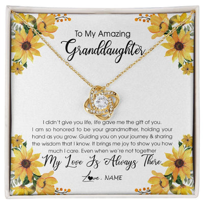 Love Knot Necklace 18K Yellow Gold Finish | Personalized To My Granddaughter Necklace From Grandma Grandmother My Love Is Always There Granddaughter Birthday Christmas Customized Gift Box Message Card | teecentury