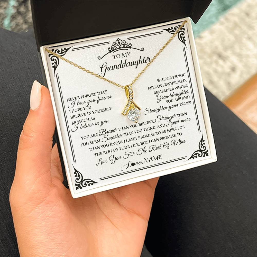 Alluring Beauty Necklace 18K Yellow Gold Finish | 2 | Personalized To My Granddaughter Necklace From Grandma Grandpa I Love You Forever Granddaughter Birthday Graduation Christmas Customized Gift Box Message Card | teecentury