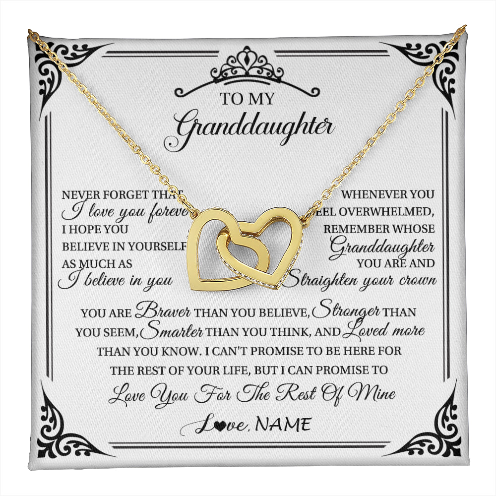 Interlocking Hearts Necklace 18K Yellow Gold Finish | 1 | Personalized To My Granddaughter Necklace From Grandma Grandpa I Love You Forever Granddaughter Birthday Graduation Christmas Customized Gift Box Message Card | teecentury