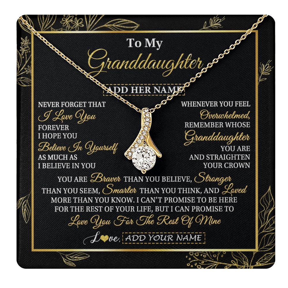 Alluring Beauty Necklace 18K Yellow Gold Finish | 1 | Personalized To My Granddaughter Necklace From Grandma Grandpa I Love You Gift For My Granddaughter Birthday Gifts Christmas Custom Gift Box Message Card | teecentury.myshopify