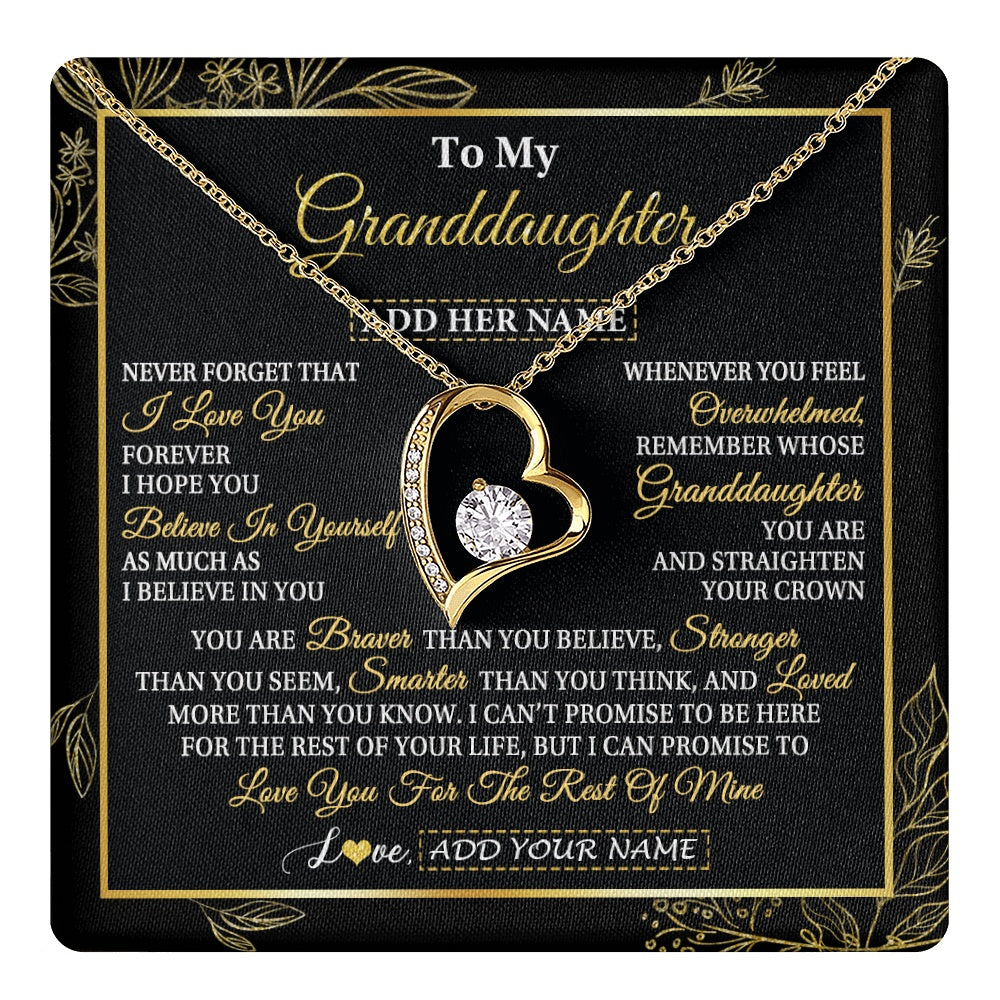 Forever Love Necklace 18K Yellow Gold Finish | 1 | Personalized To My Granddaughter Necklace From Grandma Grandpa I Love You Gift For My Granddaughter Birthday Gifts Christmas Custom Gift Box Message Card | teecentury.myshopify