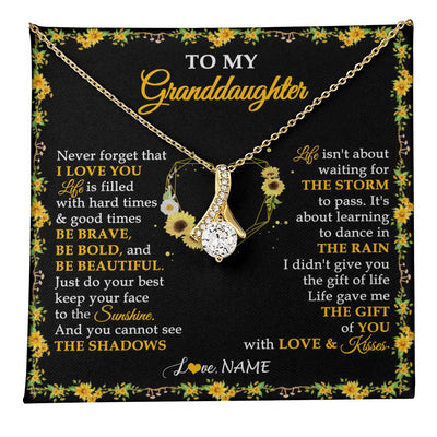 Alluring Beauty Necklace 18K Yellow Gold Finish | 1 | Personalized To My Granddaughter Necklace From Grandma Grandpa I Love You Sunflower Granddaughter Birthday Jewelry Christmas Customized Gift Box Message Card | teecentury