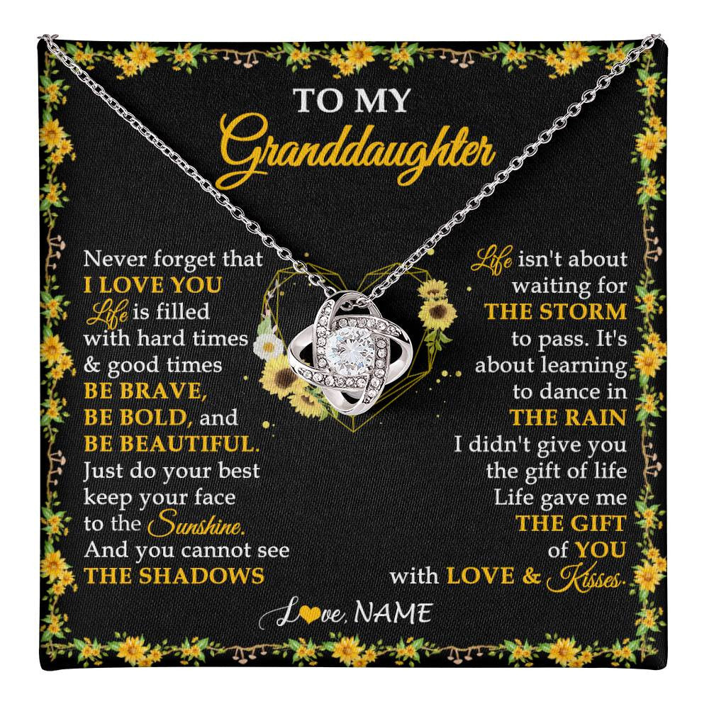 Love Knot Necklace 14K White Gold Finish | 1 | Personalized To My Granddaughter Necklace From Grandma Grandpa I Love You Sunflower Granddaughter Birthday Jewelry Christmas Customized Gift Box Message Card | teecentury