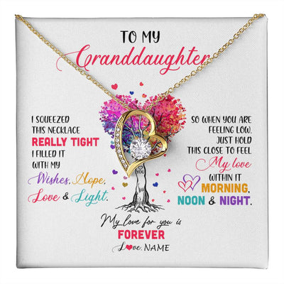 Forever Love Necklace 18K Yellow Gold Finish | 1 | Personalized To My Granddaughter Necklace From Grandma Grandpa I Squeezed This Necklace Granddaughter Birthday Christmas Customized Gift Box Message Card | teecentury