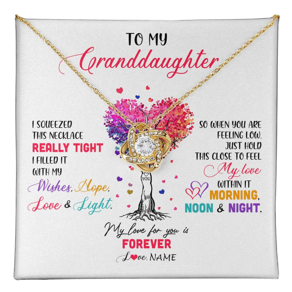 Love Knot Necklace 18K Yellow Gold Finish | 1 | Personalized To My Granddaughter Necklace From Grandma Grandpa I Squeezed This Necklace Granddaughter Birthday Christmas Customized Gift Box Message Card | teecentury