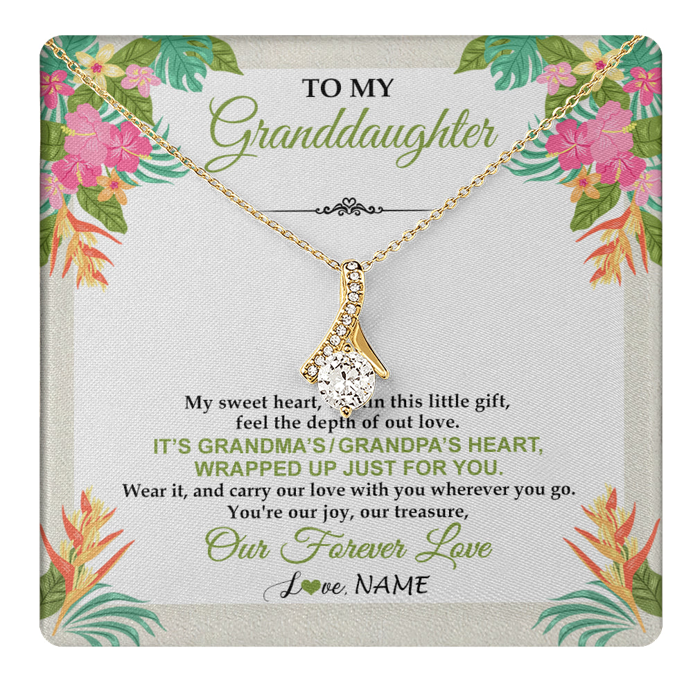 Alluring Beauty Necklace 18K Yellow Gold Finish | 1 | Personalized To My Granddaughter Necklace From Grandma Grandpa My Sweet Heart Birthday Gift For Granddaughter Christmas Customized Gift Box Message Card | teecentury