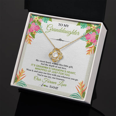 Love Knot Necklace 18K Yellow Gold Finish | 2 | Personalized To My Granddaughter Necklace From Grandma Grandpa My Sweet Heart Birthday Gift For Granddaughter Christmas Customized Gift Box Message Card | teecentury