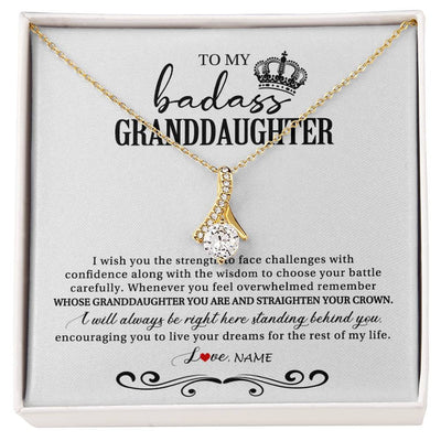 Alluring Beauty Necklace 18K Yellow Gold Finish | Personalized To My Granddaughter Necklace From Grandma Grandpa Nana Wish You The Strength Granddaughter Birthday Christmas Customized Gift Box Message Card | teecentury