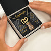 Interlocking Hearts Necklace 18K Yellow Gold Finish | 2 | Personalized To My Granddaughter Necklace From Grandma Grandpa Never Feel You Are Alone Lion Birthday Gift Granddaughter Christmas Gift Box Message Card | teecentury