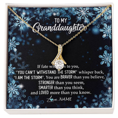 Alluring Beauty Necklace 18K Yellow Gold Finish | Personalized To My Granddaughter Necklace From Grandma Grandpa Whisper Back I Am The Storm Granddaughter Jewelry Birthday Christmas Customized Message Card | teecentury