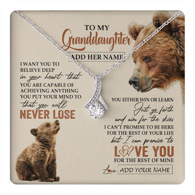 Alluring Beauty Necklace 14K White Gold Finish | 1 | Personalized To My Granddaughter Necklace From Grandma Grandpa You Will Never Lose Bear Granddaughter Birthday Gifts Christmas Custom Gift Box Message Card | teecentury.myshopify