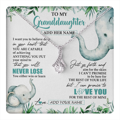 Alluring Beauty Necklace 14K White Gold Finish | 1 | Personalized To My Granddaughter Necklace From Grandma Grandpa You Will Never Lose Elephant Granddaughter Birthday Gifts Christmas Custom Gift Box Message Card | teecentury