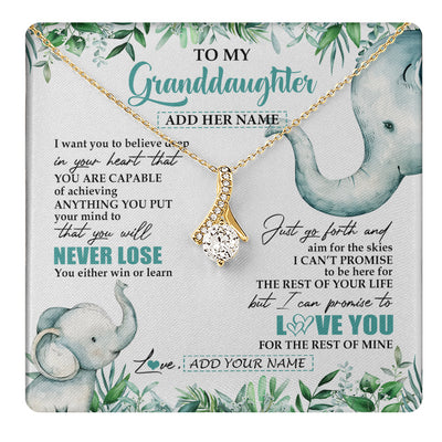 Alluring Beauty Necklace 18K Yellow Gold Finish | 1 | Personalized To My Granddaughter Necklace From Grandma Grandpa You Will Never Lose Elephant Granddaughter Birthday Gifts Christmas Custom Gift Box Message Card | teecentury