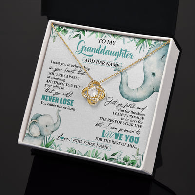 Love Knot Necklace 18K Yellow Gold Finish | 2 | Personalized To My Granddaughter Necklace From Grandma Grandpa You Will Never Lose Elephant Granddaughter Birthday Gifts Christmas Custom Gift Box Message Card | teecentury