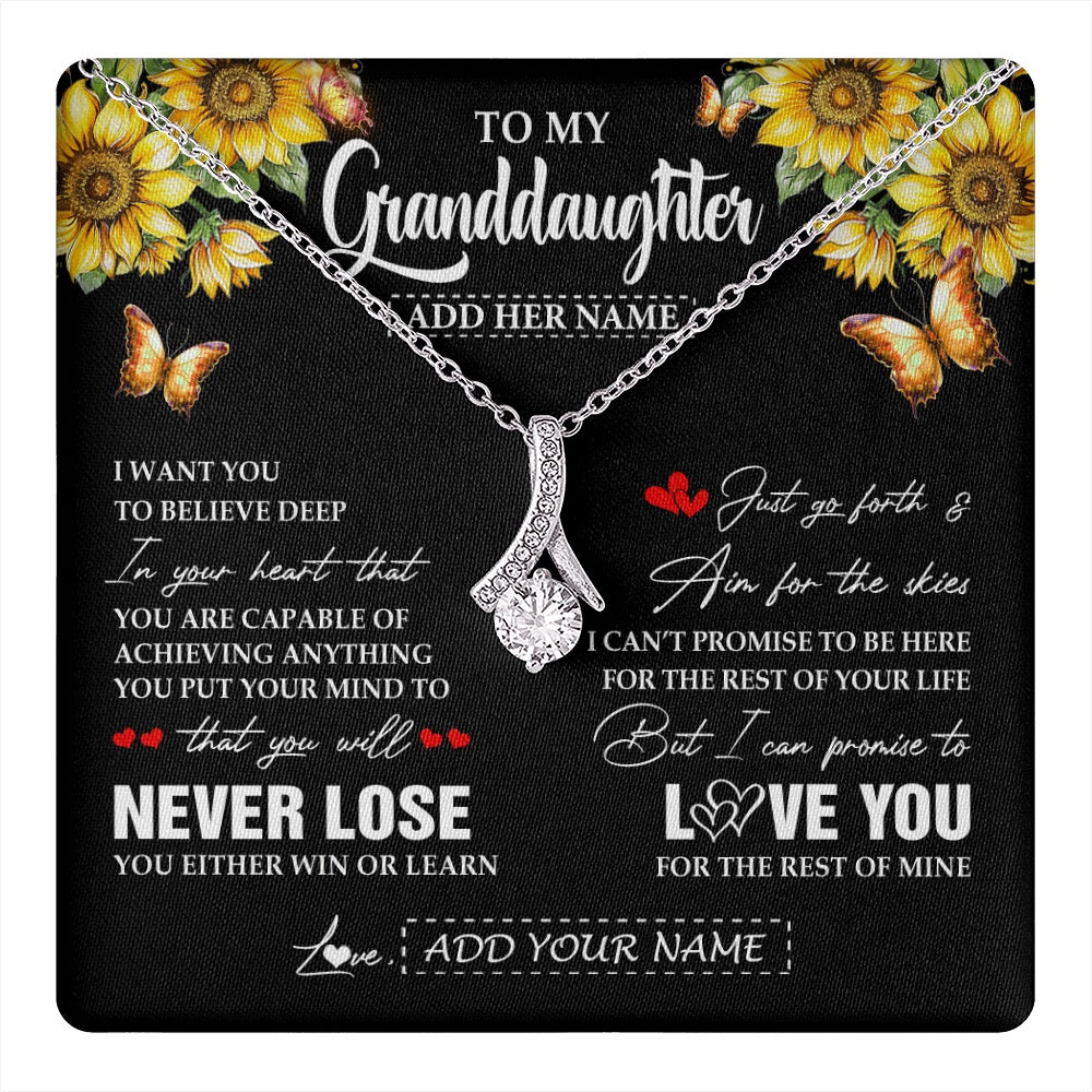 Alluring Beauty Necklace 14K White Gold Finish | 1 | Personalized To My Granddaughter Necklace From Grandma Grandpa You Will Never Lose Sunflower Granddaughter Birthday Gifts Christmas Gift Box Message Card | teecentury.myshopify