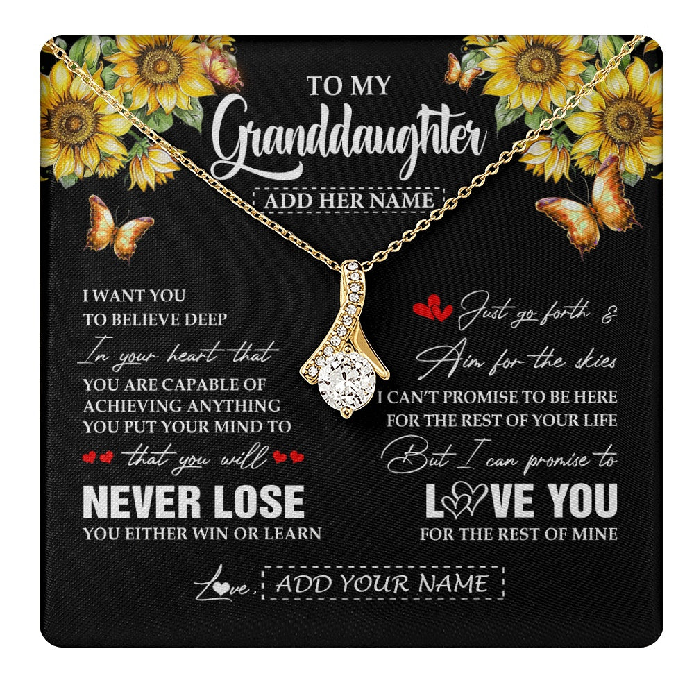 Alluring Beauty Necklace 18K Yellow Gold Finish | 1 | Personalized To My Granddaughter Necklace From Grandma Grandpa You Will Never Lose Sunflower Granddaughter Birthday Gifts Christmas Gift Box Message Card | teecentury.myshopify