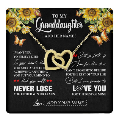 Interlocking Hearts Necklace 18K Yellow Gold Finish | 1 | Personalized To My Granddaughter Necklace From Grandma Grandpa You Will Never Lose Sunflower Granddaughter Birthday Gifts Christmas Gift Box Message Card | teecentury.myshopify