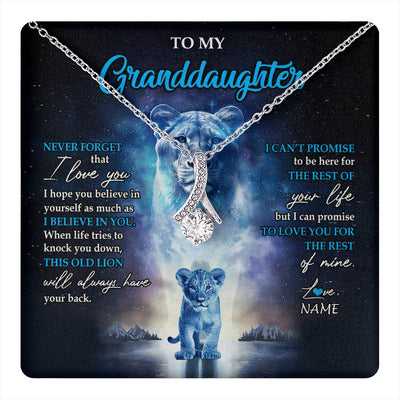 Alluring Beauty Necklace 14K White Gold Finish | 1 | Personalized To My Granddaughter Necklace From Grandma Granny Never Forget I Love You Lion Granddaughter Jewelry Birthday Christmas Customized Message Card | teecentury
