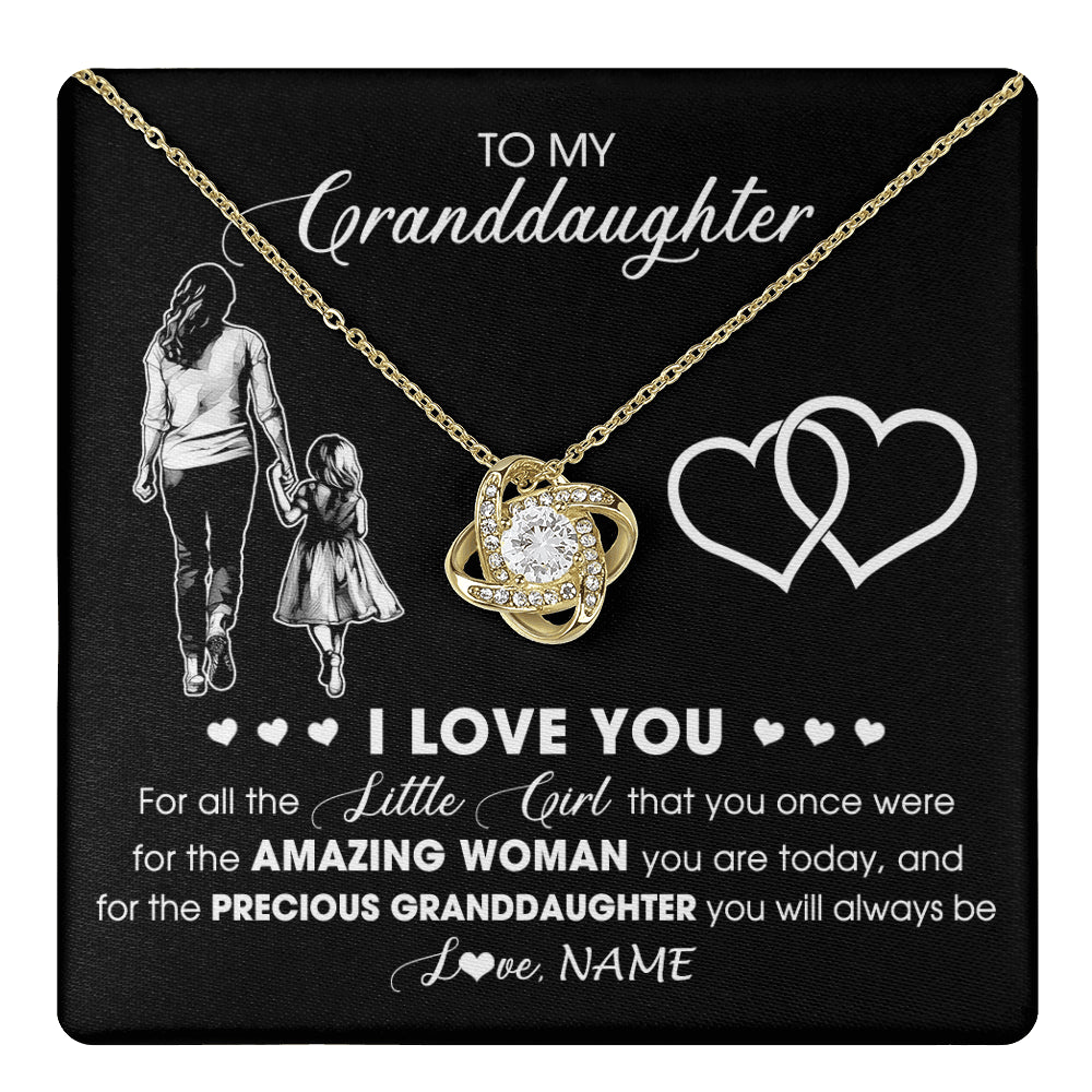Love Knot Necklace 18K Yellow Gold Finish | 1 | Personalized To My Granddaughter Necklace From Grandma I Love You Little Girl Granddaughter Birthday Christmas Jewelry Customized Gift Box Message Card | teecentury