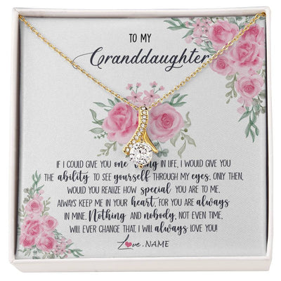 Alluring Beauty Necklace 18K Yellow Gold Finish | Personalized To My Granddaughter Necklace From Grandma I Will Always Love You Granddaughter Birthday Christmas Pendant Jewelry Customized Gift Box Message Card | teecentury
